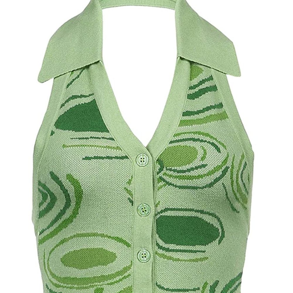 Halter Vest Sexy Girls Y2K Striped Knitted Vest Slim Fit Streetwear Top